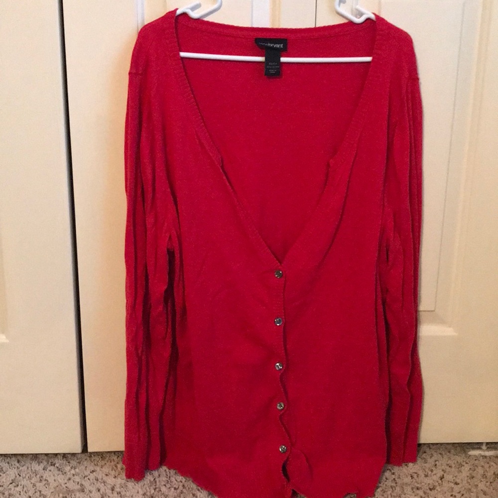 Red long sleeve LB cardigan